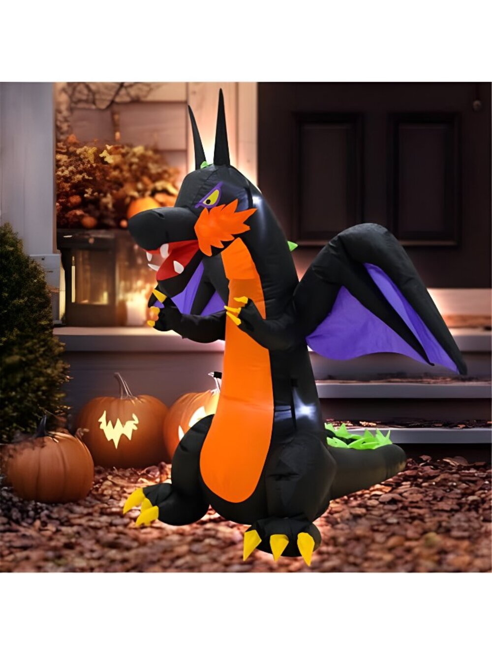 4FT Purple Dinosaur Halloween Inflatable Decor with LED Lights